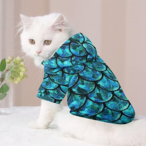 Tirkizna sirena Squame mačka jednodijelna košulja trendi kostim za pse sa poklopcem za kućne ljubimce