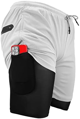 Panther Sports Odjeća Muške atletske kratke hlače za teretanu, vježbanje, trčanje, sa kompresijskim oblogom, džepovima sa zatvaračem, 7-inčni inseam