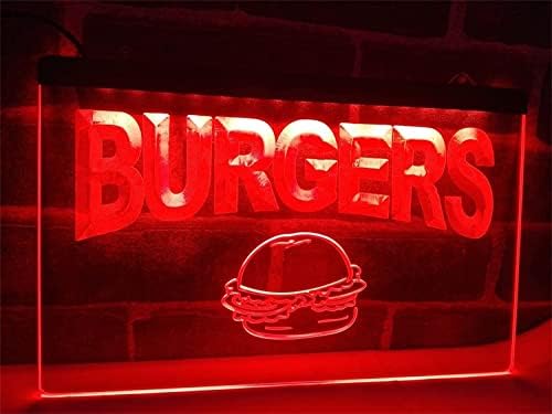 DVTel Custom Burger LED neonski znak, USB zatamnjenje brze hrane za zabavu Neonske svjetla za zidnu ukrasu noćna svjetla, zelena, 40x30cm Hotel Restoran Bar kavana