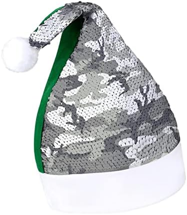 Siva kamuflaža Funny Božić šešir Sequin Santa Claus kape za muškarce žene Božić Holiday Party Dekoracije