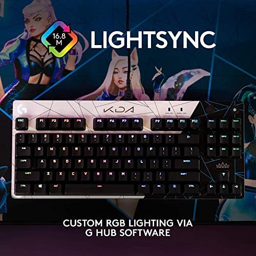 Logitech G PRO K / Da mehanička tastatura za igre, Ultra prenosivi dizajn bez ključa, odvojivi mikro USB kabl, 16,8 miliona boja LIGHTSYNC RGB tasteri sa pozadinskim osvetljenjem - zvanični League of Legends KDA gaming Gear