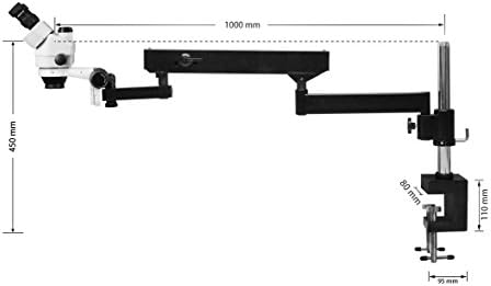 Vision Scientific VS-8FZ-IFR08-3n Simul—fokalni Trinokularni Zoom Stereo mikroskop, 10x WF, 3.5 X-90x uvećanje, 0.5 X & 2x aux sočivo, Artikulirajuće postolje za stub stuba, 3.0 MP digitalna kamera okulara