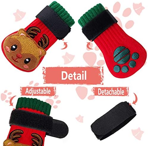 Kyeesejske čarape za pse Božić za obiteljsko snimanje fotografija protiv klizanja za podne šape zaštitnika sa kaišem za vuču kontrole psećih čarapa