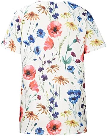 Ženska elegantna majica V vrat Crochet čipke Tops slatki cvjetni tisak kratkih rukava 2023 ljetne dressy