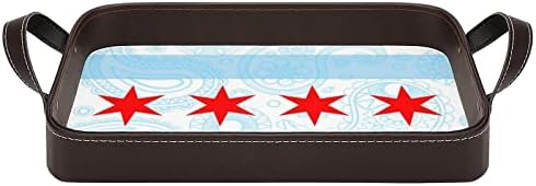 Chicago Paisley Flag kožna ukrasna ladica Personalizirani organizator skladištenja u ladici s ručkama za