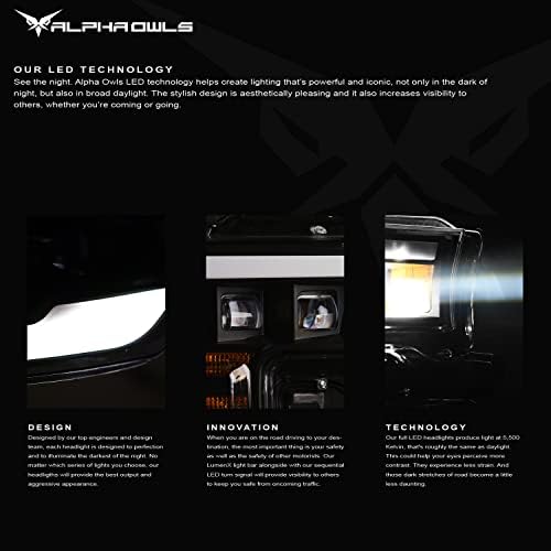 Alpha sove 8711286 Tri-Pro serija Full LED projektor farovi sa bijelim LED Light Bar & sekvencijalni Signal-Crna