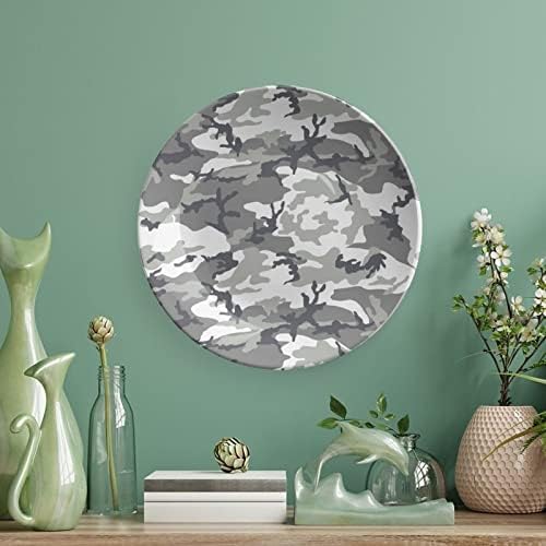 Siva maskirna kostna Kina Dekorativna ploča okrugla keramičke ploče za ploče sa zaslonom za kućnu kancelarijsku dekor za večeru