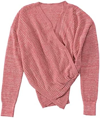 NOKMOPO jesenska odjeća za žene 2022 v džemperi sa omotačem za vrat Dugi rukav pleteni asimetrični Hem pulover jednobojni vrhovi