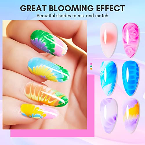 Makartt Clear Blooming Gel i Gel za uklanjanje laka za nokte folija Wraps Bundle, 15ml UV LED potopite lak za nokte za efekat širenja mramorni Gel za lakove za nokte