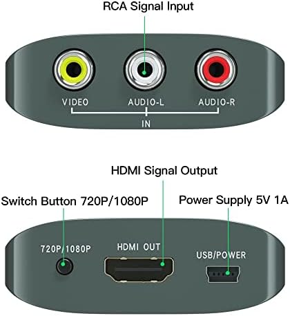 Setuact RCA u HDMI Converter, AV u HDMI Converter za Xbox,PS One,PS2,PS3,N64,Wii,videorekorder,VHS,STB,Blue-Ray DVD plejeri,TV, podrška 720p,1080p,