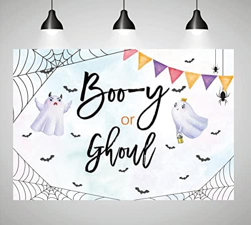 Halloween pol otkrivaju pozadine Boo-y ili Ghoul dječak ili djevojčica Baby tuš Party photo pozadina Spider Net Bat torta Tabela Banner dekoracije 7x5ft