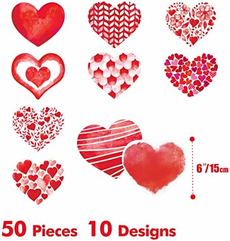50 kom crveno srce, dvostrani ispis akcenti u obliku srca u obliku suzbija uredbe u klasi u 10 dizajna Valentines Dekoracija za zabavu za djecu Student