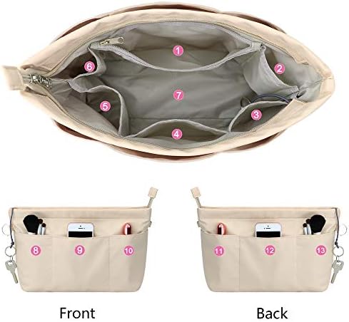 Hyfanstr torbica Organizator umetak sa patentnim zatvaračem za Tote Bag, Torba oblikovatelj sa 13 džepova