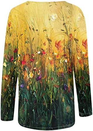 Bluze s dugim rukavima dame koje se naginju izrezu gradijent šarenog cvjetnog opuštenog fit ručak vrhova