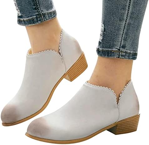 Čizme za žene Gležnjače obične osnovne kaubojske čizme sa strane Zipper ravne cipele dame djevojke