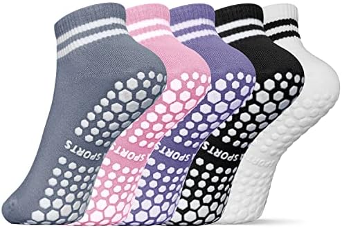 Suprogy 5-pari joga čarape za žene neklizajuće, jastučne čarape za pilates, balet, ples, barre, elastične čarape za vježbanje