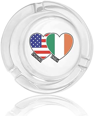 Irska američka zastava srca staklena pepeljara za cigarete okrugle ladice za pepeo za kućni