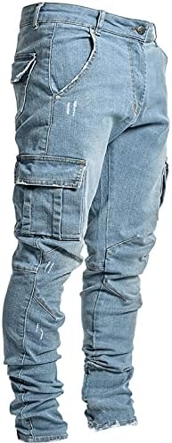 Tergo Jeans Hlače za muškarce, retro uznemirene dukseve modne scenge sa bočnim džepom sa trapericama sa patentnim