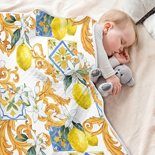 Sicilian stil limunske deke za dečake super mekane tabene deke za devojke lagane krevetiće pokrivač bacaju pokrivač za vrtić krevetić dojenčad unisex bebi putnik dekor odrasla osoba