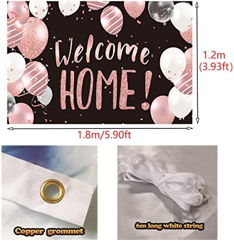 JumDaQQ Welcome Home Banner baloni tkanina pozadina fotografija pozadina crna ruža zlato za dom porodična zabava