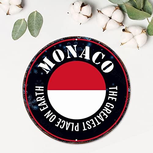 Monako TIN potpisuje najveće mjesto na Zemlji Monako okrugli metalni limenki znak 12in Nacionalne