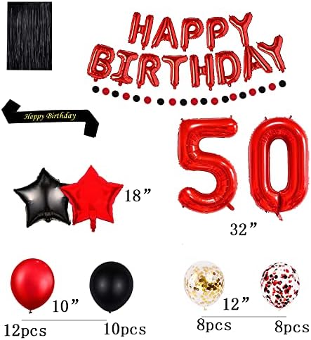 Crveni 50. rođendanski ukrasi za rođendan pribor Crvena tema 16inch crvena folija sretan rođendan Balloons