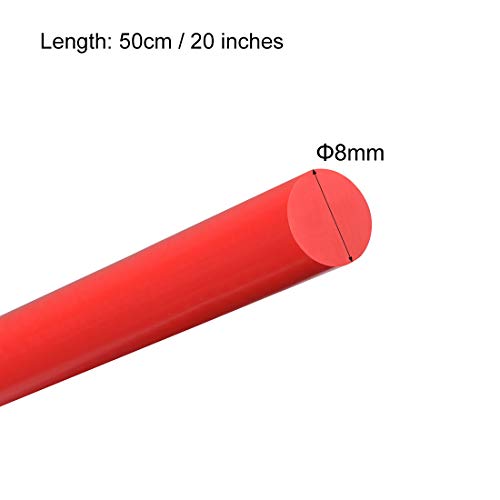 uxcell 3kom Plastična okrugla šipka prečnika 5/16 inča dužine 20 inča Crvene Polioksimetilenske šipke inženjerske