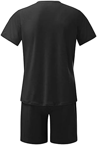 Lulshou Muška odjeća 2 komada casual majica kratkih rukava i fit sportske kratke hlače Postavite odjeću za odmor za muškarce