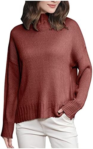 Huankd ženski džemperi Ležerne prilike za pletenje dugih rukava, puni ubojni džemper Top Turtleneck