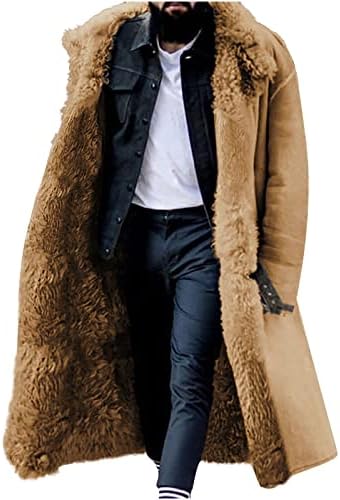 Qunpiu mens faux fur fleece zgušnjavanje zimskih kaputa za rovove Vintage dugačak dugačak konac