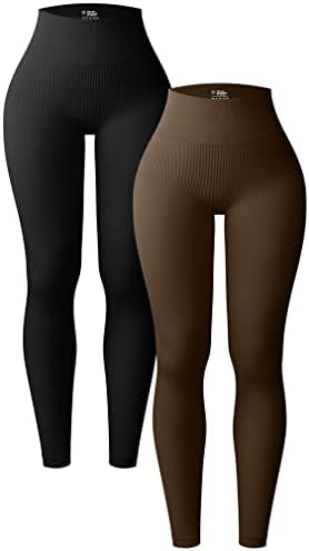 Oqq ženske dvije komade joge gamaše rebraste bešavne vježbe visokog struka Atletičke hlače