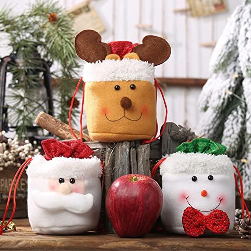 Qonioi 3 kom božićne ukrase bombonske torbe vrlo su pogodne kao, zabavne poklone, jabuke i ukrase božićnog drvva savršeni za viseći na božićnom drvcu, zidu, vratima