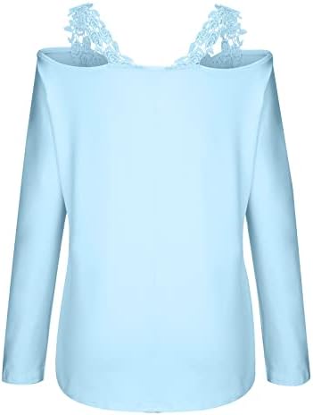 Royal Blue Summer Fall Thirt Girls dugih rukava Udobna boja 2023 Odjeća čipka V izrez Casual Bluza Thirt za