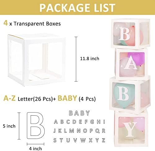 Uoooxeon 4pcs bebe kutije sa 30 slova - rod otkrivaju tuš za tuširanje, prozirne kutije za dečko