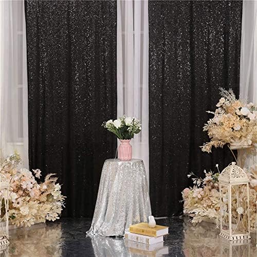 Vječna ljepota Crne zavjese u pozadini sa šljokicama za dekor za svadbene zabave, zavjese za Božićnu