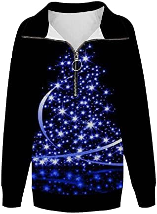 Božićni Henley vrhovi za ženske košulje s dugim rukavima Comfy pulover Snowflake Print za odmor na polugu