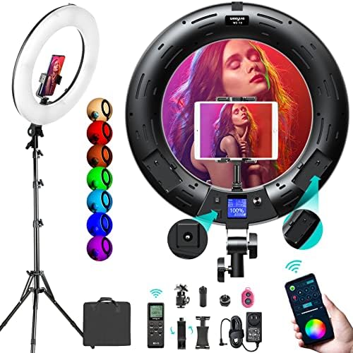 Weeylite 18-inčni RGB Ring Light Kit, App kontrola 360° LED Selfie prstenasto svjetlo u punoj boji sa postoljem i držačem za telefon / daljinskim upravljačem, dvobojna 2500K–8500K CRI 95+ prstenasta svjetla za TikTok YouTube Makeup