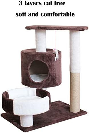 Mačja stabla za unutarnje mačke 27. 6 inča 3 sloja CAT Condos Stabilan Cat Penjački okvir Udobna Flannel Cat House sa grebanjem Zabava Zabavni park za mačke