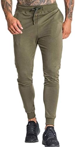Andongnywell muške jednobojne elastične pojaseve za struk Ležerne pantalone rastezljive tanke fitnes pantalone sportske pantalone sa džepovima