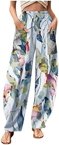 Ženska udobna odjeća modna cvjetarica tiskanje elastičnosti džep casual pantalone rade