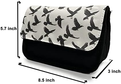 Lunarable Raven pernica, apstraktna leteća ptica, torba za olovku od tkanine sa dvostrukim patentnim