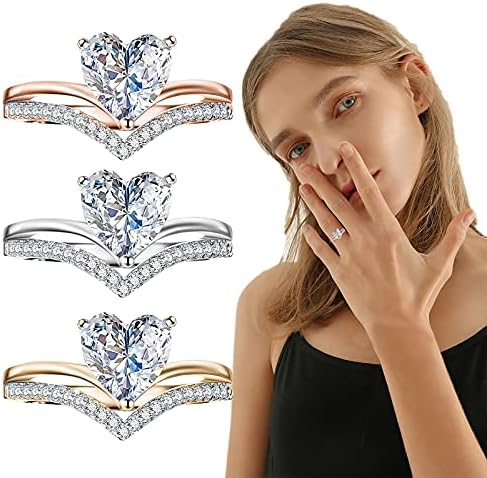 Podesivi prstenovi za žene Veličina Srca Vjenčanje Nakit Žene Goldsilver Bijeli prstenovi Rhinestone 5-11WOM