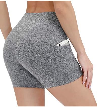 Duž žene za žene visoki struk za bicikliste kratke hlače Tummy Control Workout Yoga kratke hlače sa džepovima Atletski trening trčanja