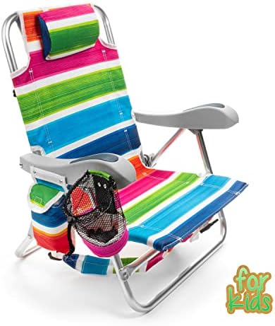 Domaća Dječija sklopiva stolica za plažu na plaži sa 4 položaja, ručkom za nošenje, torbicom za odlaganje, držačem za čaše i držačem za telefon, lagan dizajn