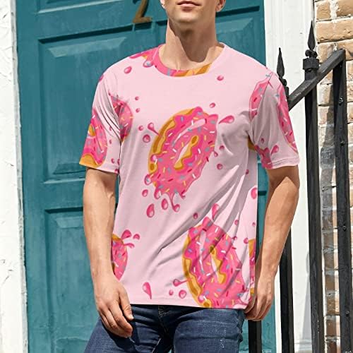 WEEDKEYCAT Sweet Pink Donuts muški Casual Osnovni Print kratki rukav T Shirt kratki rukav Crewneck Tee Workout