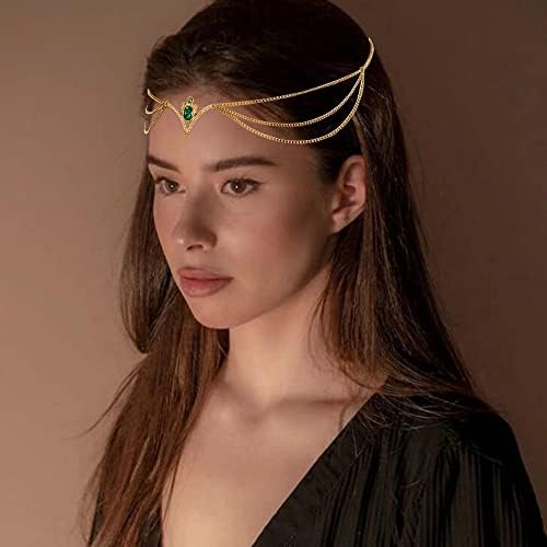 Zlatni lanac za glavu nakit Boho Bridal Headpiece lanac slojeviti lanci za kosu Festival Head Chain traka za glavu nakit za kosu za žene i djevojčice