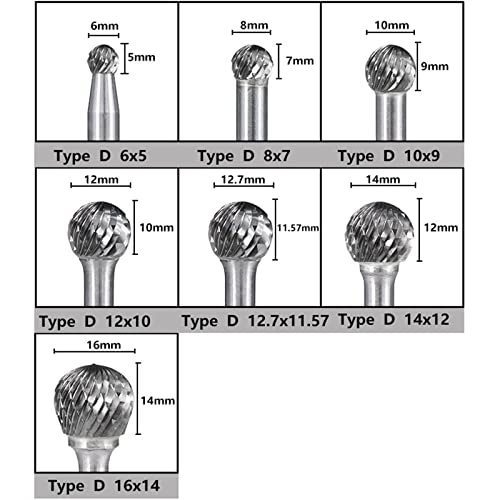 YUZZI Rotary Files 6mm Shank Tungsten Carbide Burr Bit D Tip dvostruko rezane rotacijske Burre