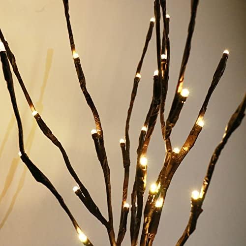 WO GARZIO Brown Willow Branch Light 2 Pk svjetla na baterije 21in 40 LED svjetla za grane drveća, svjetla