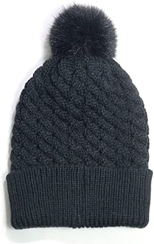 Viviphanhy ženske zimske jeseni satenski obložen pletit Slouchy Beanie Hat Pom Poms