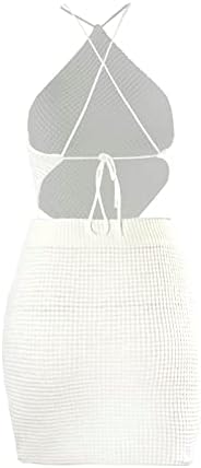 UOYQAS žene 2 komada odijelo Halter izrez Plit Crop Top i Bodycon Mini suknje postavljene Clubwear
